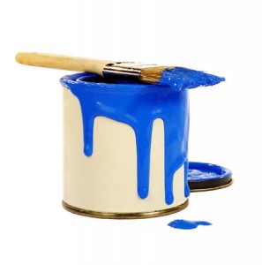 blue paint and brush