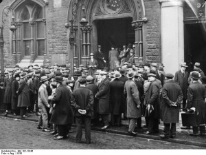 England, Arbeitslose vor Gewerkschaftshaus